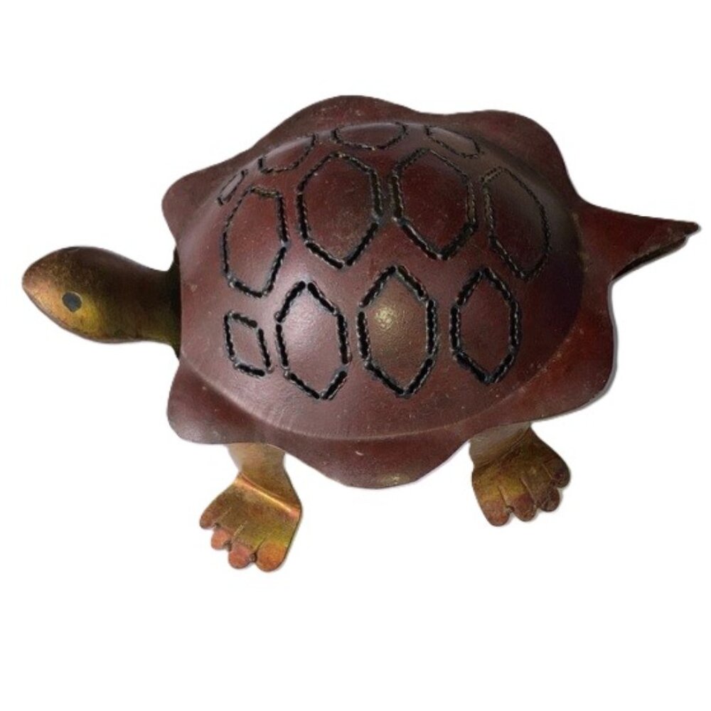 PIER 1 Metal TURTLE Candle Holder Hinged Lid Home Decor 4 x 2.5 x 1.5 inches